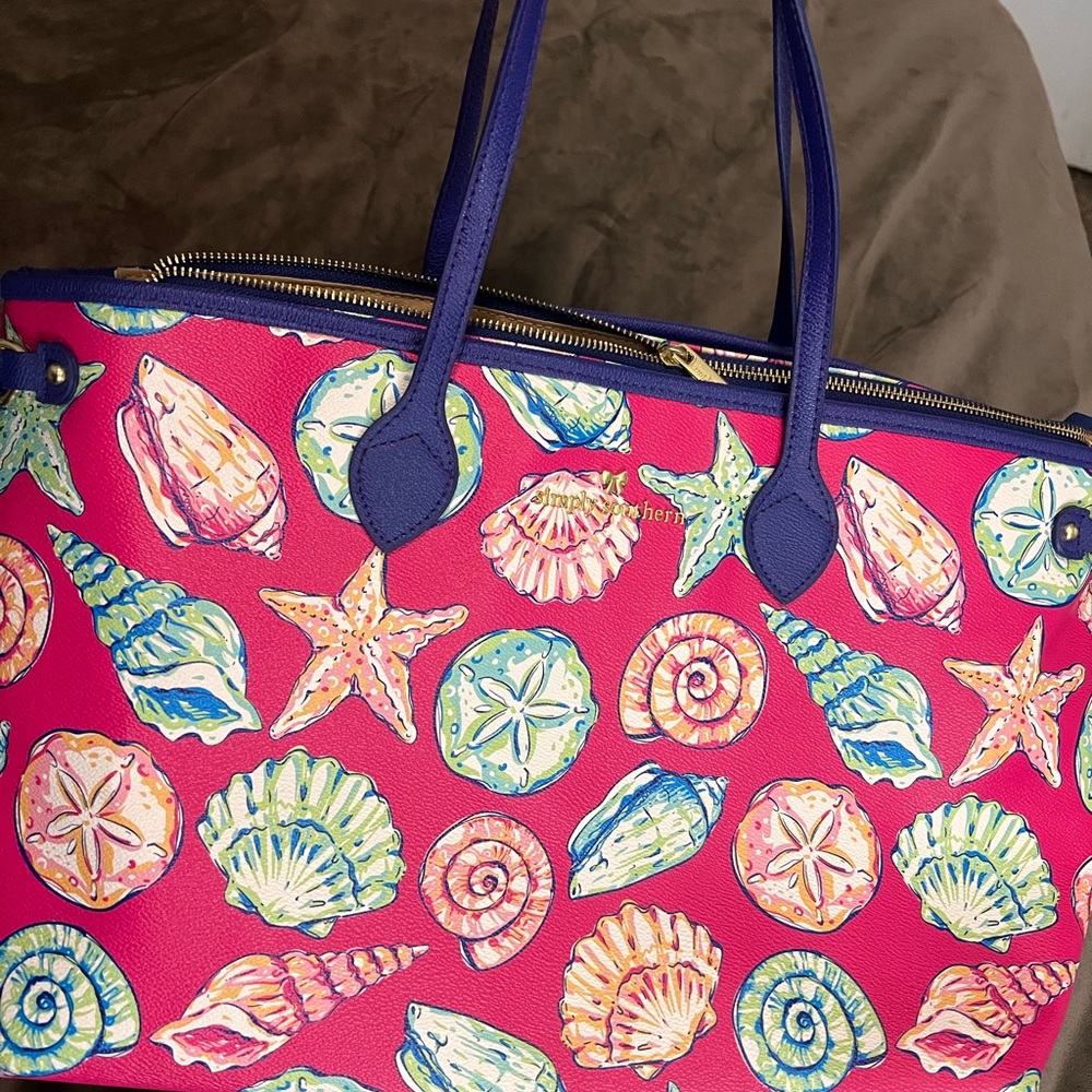 Simply Southern Pink Seashell Tote Bag